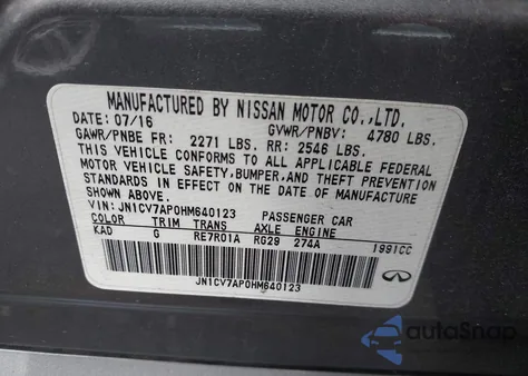 2017 Infiniti Q50 2.0T Premium from USA, damaged, VIN JN1CV7AP0HM640123